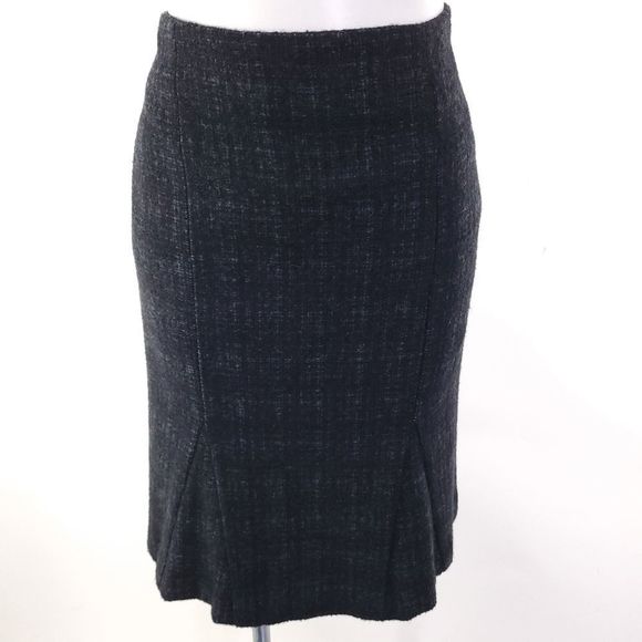 Theory Dresses & Skirts - Theory Alpaca Tweed Flounce Hem Midi Skirt Black Gray sz 8